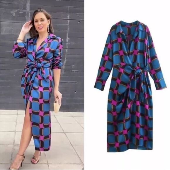 Zara blogger favorite printed wrap midi dress - Picture 7 of 14